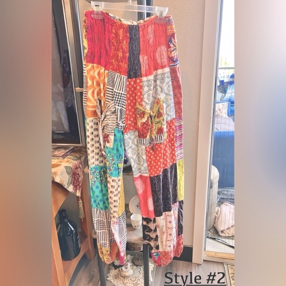 Boho Harem Cotton Patchwork Pants 3pair left - Picture 2 of 6